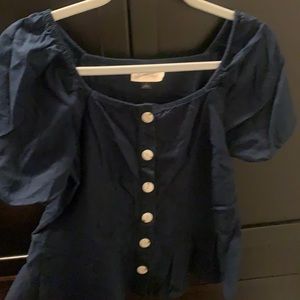 Navy blue puff sleeve shirt (short sleeved)